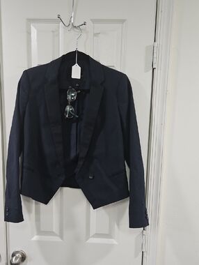 Banana Republic Navy Tailored Single-Button Blazer